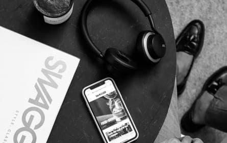 Close-up of black headphones