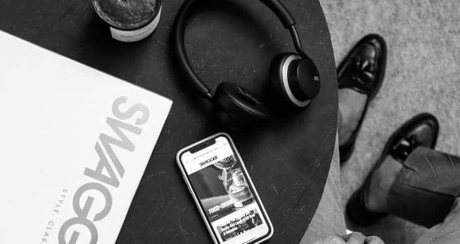 Close-up of black headphones