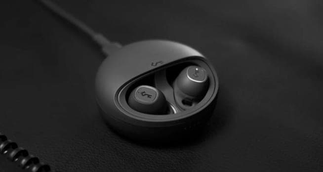Close-up of black headphones