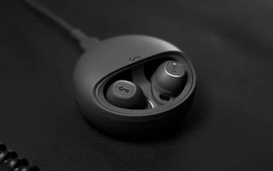 Close-up of black headphones